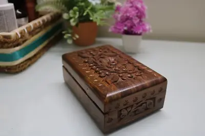£16 • Buy Beautiful Handmade Wooden Jewellery Box-Unique Hand Carved Floral Jewellery Box.