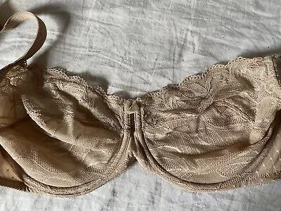 Wacoal Bra 855115 Reveal Sheer Lace Underwire Unpadded L Beige Bra 40DD • $12.99