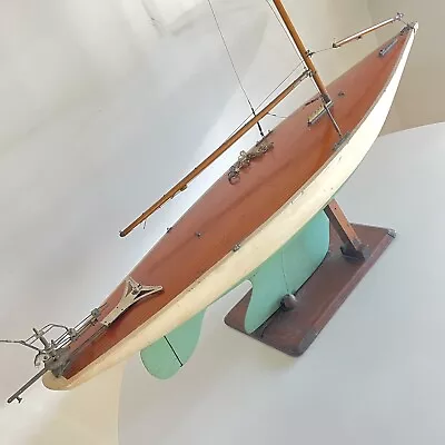 $1499.99 • Buy Antique C1940 Pond Yacht Sail Boat BIG 51” Hull Vane Control With Original Stand