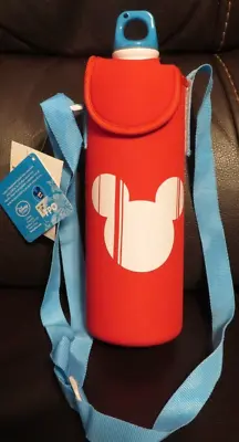 MICKEY MOUSE Disney Store Insulated Water Bottle & Holder With Shoulder Strap  • $16.99