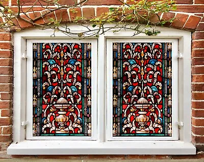 3D Red Pattern O2327 Window Film Print Sticker Cling Stained Glass UV Block Fa • $28.49