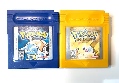 $176.01 • Buy *Authentic* Pokemon Blue & Yellow Gameboy Game Lot Both W/ New Save Battery!