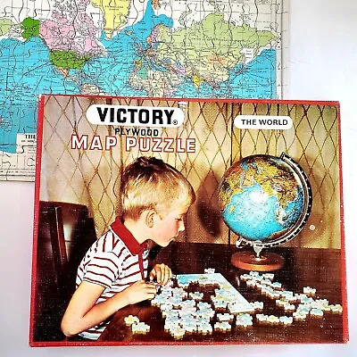 Vintage Victory Plywood Puzzle  The World  Made In England • $22.97