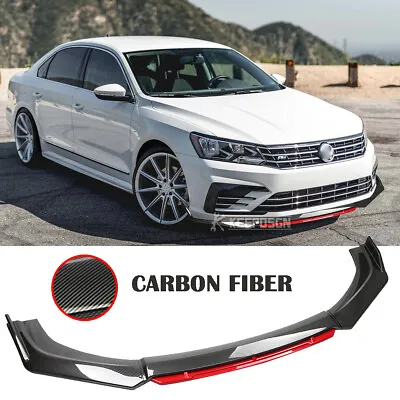 Carbon Red Front Bumper Lip Splitter Spoiler Body Kit For VW Passat R 2015-2022 • $85.47