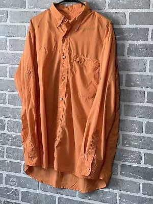 Cabela’s Mens Large Orange Long Roll Tab Sleeve Button Down Fishing Shirt • $19.99