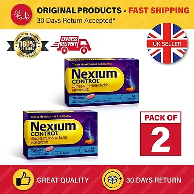 Nexium Control 2 X 14 Tablets 20MG Gastro Resistant Heartburn Acid Reflux Relief • £16.95