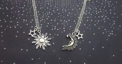 2pcs My Moon And Sun Stars Necklace Set Couple Best Friend His Hers Love Celtic • $16.98