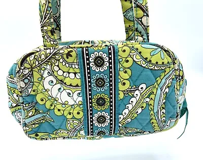 Vera Bradley PEACOCK Small Zip Top Handle Cosmetic Bag 7  X 4  Make Up Purse • $16.99