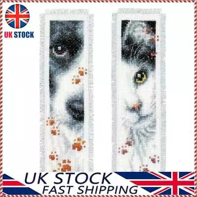 £6.99 • Buy Tassel Canvas Embroidery Kit Bookmark 14CT Counted Cross Stitch DIY Cat Dog Gift