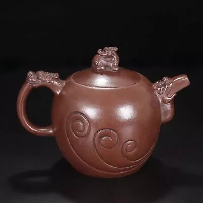 Chinese Yixing Purple Clay Teapot Zisha Ceramic Carving Dragon Teaware Collector • $263.99