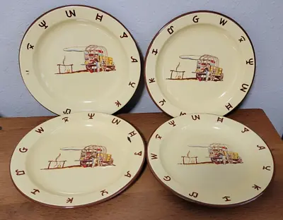 Set 4 MONTERREY WESTERN WARE Cowboy Enamelware 10+  Dinner Plates Chuckwagon • $85