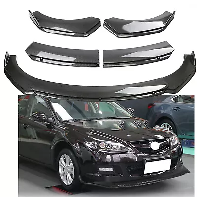 Carbon Fiber Style Front Bumper Lip Splitter Spoiler For 2004-21 Mazda 2 3 5 • $69.99