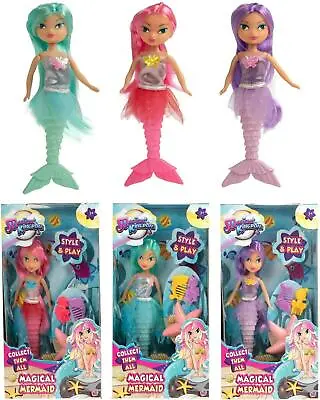 New Mermaid Stunning Magical Girl Doll Toy With Comb And Accessories For Girls • £6.59