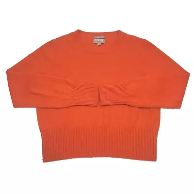 J. Crew Cashmere Sweater Cropped Fit Orange Women's Medium Crew Neck Pullover • $34.99