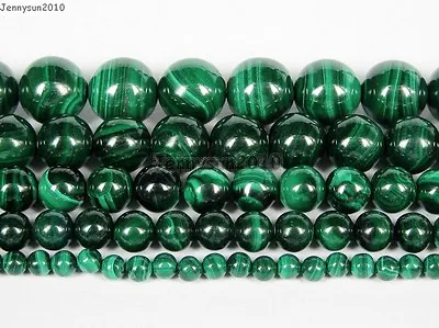Natural Malachite Gemstone Round Beads 15.5'' Strand 4mm 6mm 8mm 10mm 12mm  • $2.26
