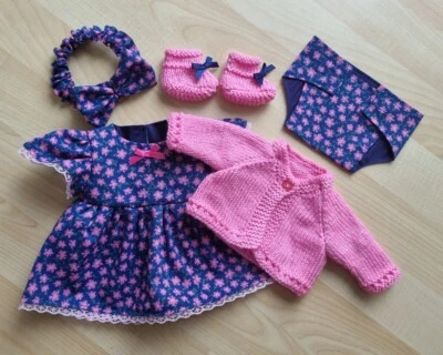 £11.99 • Buy My First Baby Annabell/14 Inch Doll 5 Piece Navy & Pink Floral Dress Set (89)