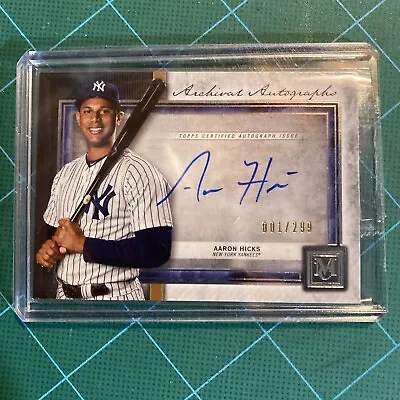 2020 Topps Museum Collection Archival Autographs -  Aaron Hicks  001/299 ! • $25