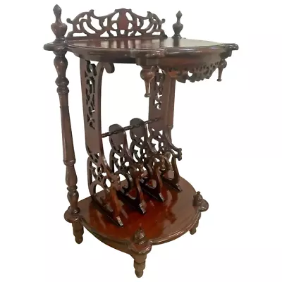 Vintage Victorian Table Magazine Rack Bottom Storage Chinese Chippendale  • $1495