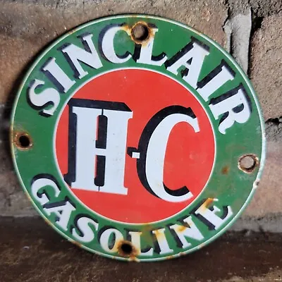 Vintage Sinclair H-c Gasoline Porcelain Gas Station Pump Motor Oil Door Sign 5  • $134.99