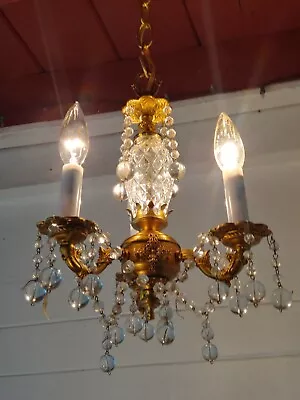 Small 3 Light Petite Crystal Chandelier With Lots Of Sparkle • $125