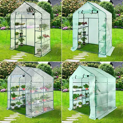 £45.99 • Buy Walk-in Garden Greenhouse Grow Plant Portable Steel Frame W/Shelf Tunnel Shelter