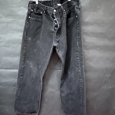 Levis 501 Button Fly Jeans Black 38x30 Denim Waist 38  X 30  EUC Unisex Straight • $28