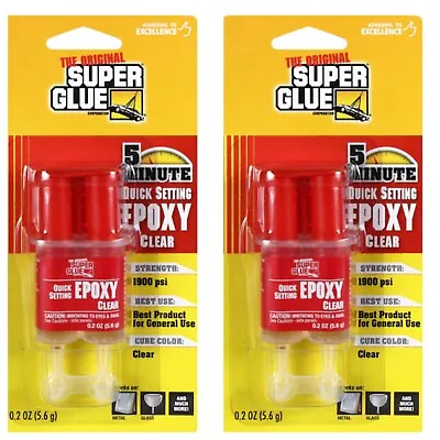 2 Pack Super Glue 5 Minute Quick Set Epoxy Clear Tube Perfect Bonding Epoxie USA • $8.99