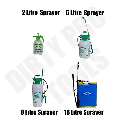 Pressure Sprayer 2 5 8 16 Litre Bottle Weed Killer Garden Chemical Pump DproT • £10.99