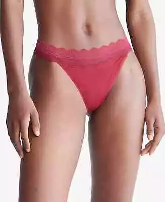 Calvin Klein Women's Lace-Trim Thong Panty Underwear Red Carpet Small • £4.74