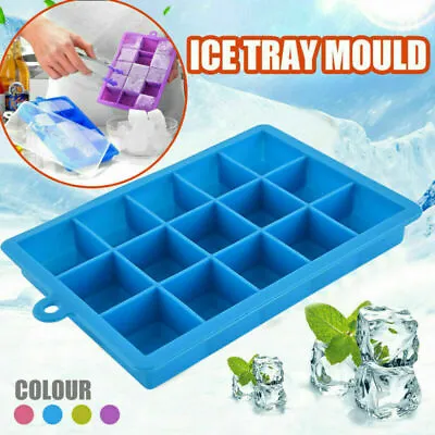 15 Grids Silicone Ice Cube Tray Lid Large Mould Mold Giant DIY Maker Square • $10.49