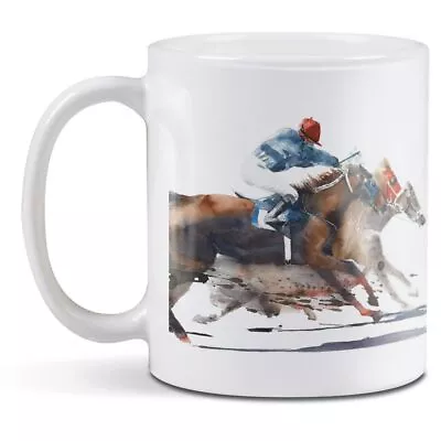 White Ceramic Mug - Horse Racing Jockey Race #21697 • £8.99