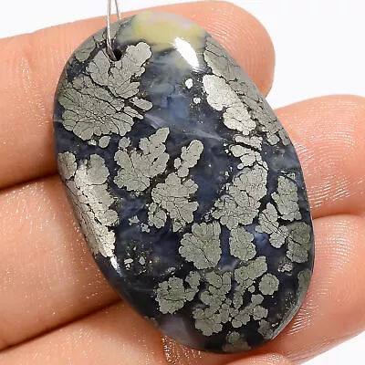 Natural Marcasite Agate Oval Cabochon Drilled Gemstone 51.5 Ct 36X22X4mm A-25120 • £4.39