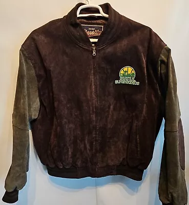 Vtg Seattle Supersonics NBA Basketball Leather Letterman Jacket Mens XXL SONICS • $229.95