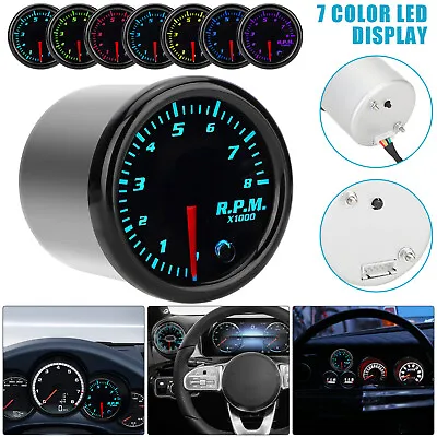 2 Inch 52mm Electrical Tachometer Gauge For 0-8(x1000) RPM 7 Color LED Display • $24.98