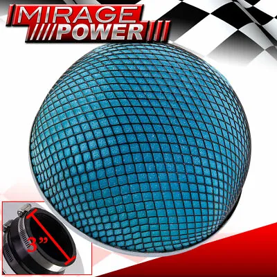 Universal 3  76mm Inlet Mushroom Filter Blue Foam Short & Cold Air Turbo Intake • $15.99