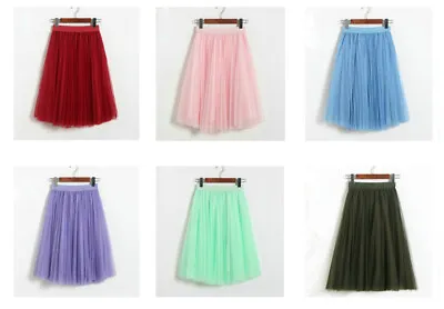£14.32 • Buy Women High Waist Ruffle Mesh Tutu Skirt Sheer Net Tulle Pleated Maxi Party Dress