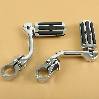 Chrome Highway Foot Pegs Long Fit For Harley Road King Street Glide 1-1/4  Bars • $39.50