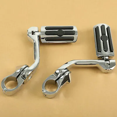 Chrome Long Highway Foot Pegs For Harley Road King Street Glide 1-1/4  Bars • $39.90