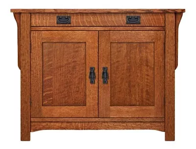 Mission Style Solid Oak 2 Bay 38  Console Entryway Table / Buffet / Sideboard • $1799.95