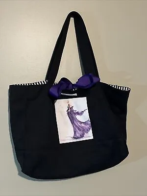 Kay Unger Black Canvas Shoulder Bag With Purple Bow -L9 • $9.99