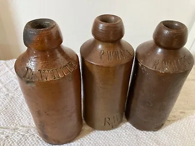 Vintage R WHITE LONDON Salt Glazed Stone Bottles X 3 • £22