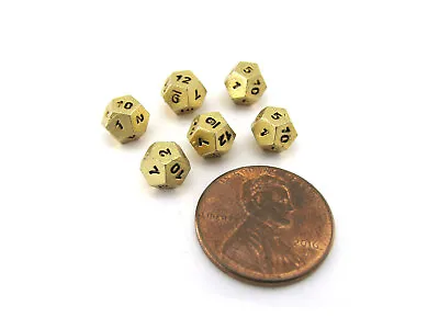 Micro Metal 5mm Gold Colored Chessex Dice 6 Pieces - D12 • $8.30