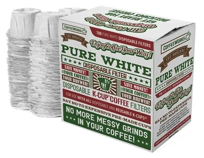 White Disposable K-Cup Paper Coffee Filters For Keurig 1.0 & 2.0 (100 Pcs) • $9.95
