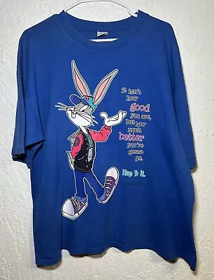 Vintage 1995 BUGS BUNNY Warner Bros Hiphop Rap T-shirt | Size M/L (Read) • $28.49