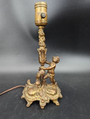 $29.99 • Buy Vintage Figural Cherub Desk Table Lamp Brass