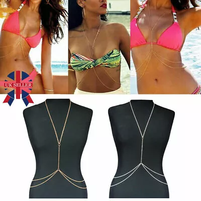 Womens Body Chain Bikini Beach Fashion Belt Necklace Bra Jewellery Holiday A001 • £4.95