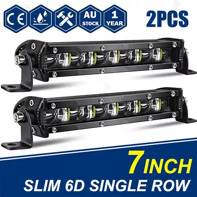 2x 7 Inch LED Light Bar 60W Slim 6D Single Row Driving Beam Work Lamp Marine • $21.99