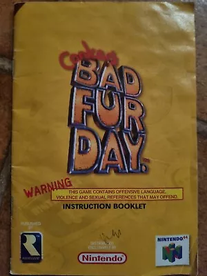 Conkers Bad Fur Day - Nintendo 64 (N64) AUS PAL MANUAL ONLY • $164.95