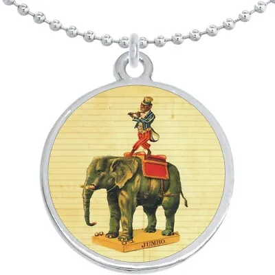 Circus Monkey And Elephant Round Pendant Necklace Beautiful Fashion Jewelry • $15.88