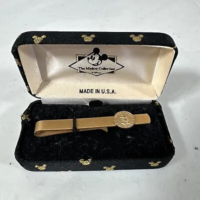VTG Disney Mickey Mouse Playing Golf Gold Tie Bar RARE W/ Original Case USA Made • $26.99